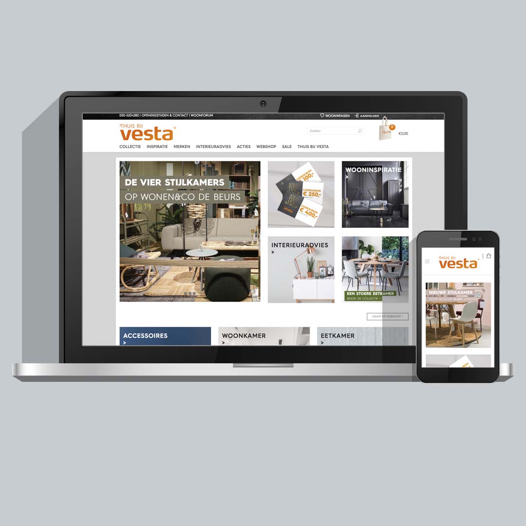 Website met webshop voor Vesta Groningen | Schriever design en concept