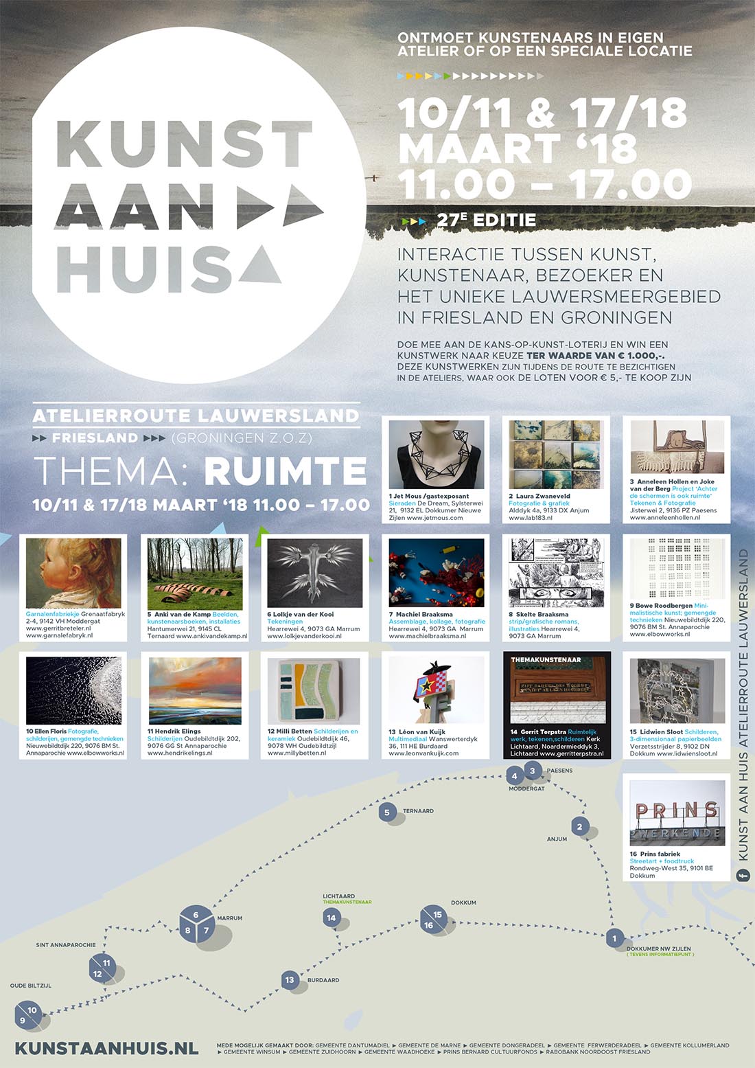 Webdesign & Expositie materiaal | Kunst aan huis route Lauwersmeer